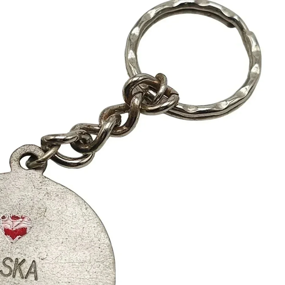 Rawcliffe Pewter I Love Alaska 1985 Key Chain Vintage